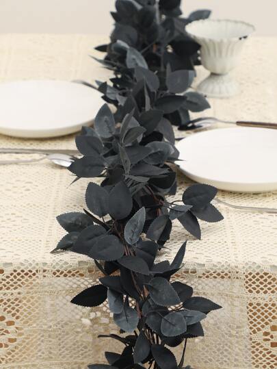 1pc Artificial Vine, Black Faux Flower Leaf Garland, For Home Decor,Fake Plants,Fall Decor,Room,Desk,Garden Decor,Room Decoration Stuff Gifts Birthday Graduation