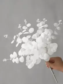 1 件人造花茎仿长茎银元叶假植物桉树花束用于花环派对家居工艺装饰、假植物、秋季装饰、房间、书桌、花园装饰、房间装饰用品、情人节、礼物 - 白色 - 查看 3