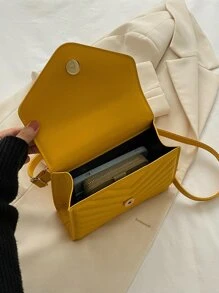 Túi Crossbody Nữ In chữ V Có thể điều chỉnh được Đúng mốt - Màu Mù tạt vàng - Xem 4