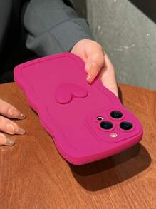 3D愛心裝飾手機殼 - 玫紅色 - 查看 2