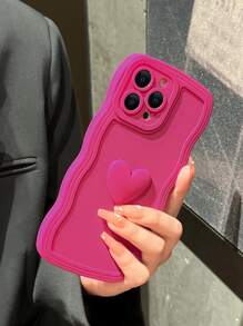 3D愛心裝飾手機殼 - 玫紅色 - 查看 3