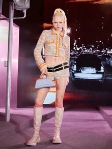 SHEIN Marled Flap Detail Crop Tweed Overcoat - Multicolor - View 10