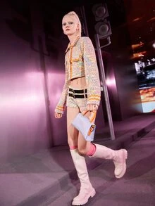 SHEIN Marled Flap Detail Crop Tweed Overcoat - Multicolor - View 8