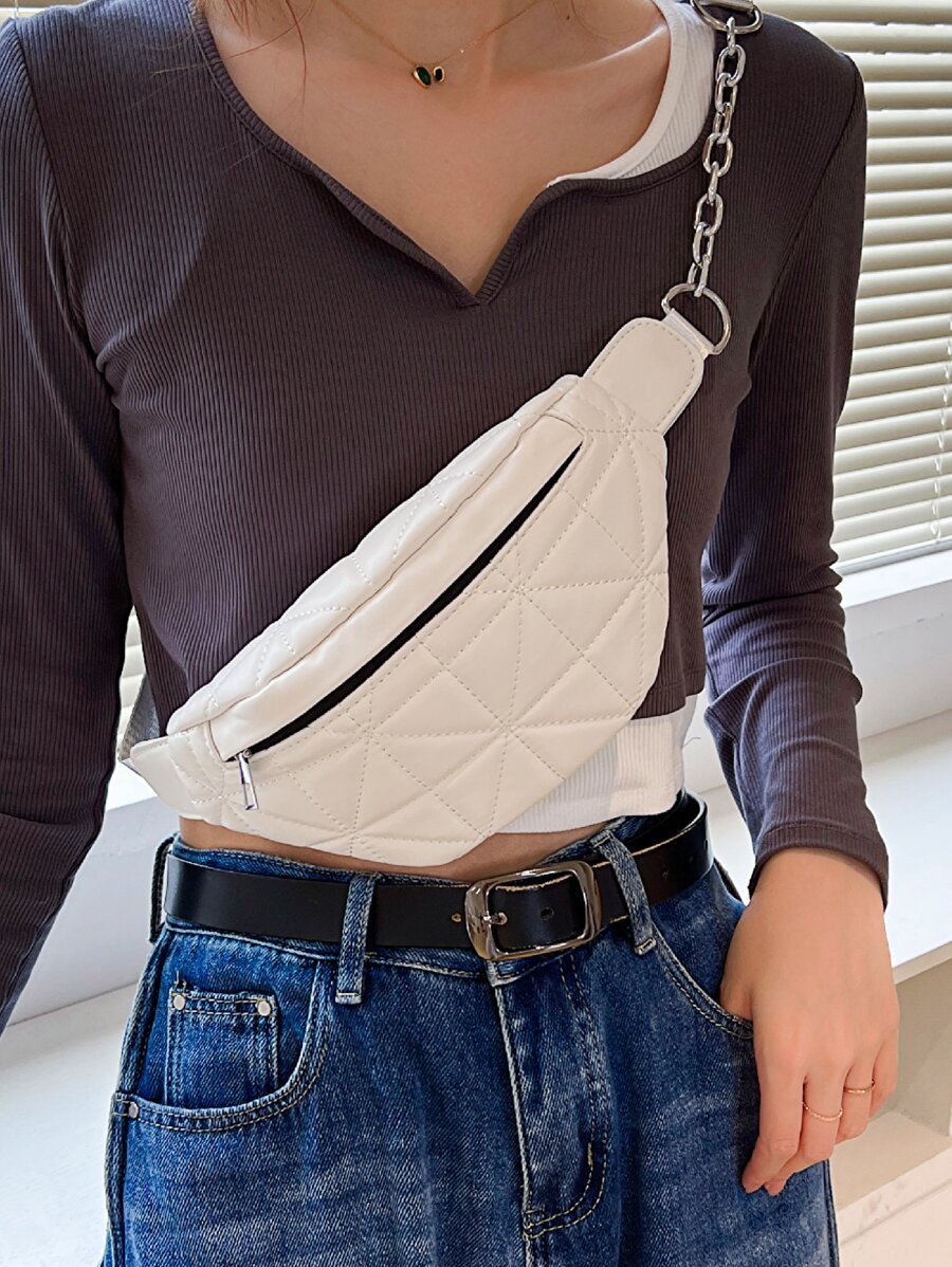 絎縫腰包 - 米色 - 查看 1