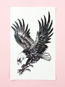 紋身貼紙，1 張鷹圖案臨時紋身女式，動物紋身貼紙成人，看起來真實假紋身，適合男士、女士和女孩 - 黑色 - 查看 2