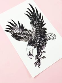 紋身貼紙，1 張鷹圖案臨時紋身女式，動物紋身貼紙成人，看起來真實假紋身，適合男士、女士和女孩 - 黑色 - 查看 5