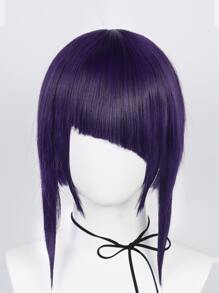 12吋合成纖維短款紫色直髮鬆緊度可調整玉額短髮女性角色扮演假髮,適宜於化妝派對萬聖節裝扮皆可使用,無需使用膠水易於安裝,抗高溫熱阻能力強,柔軟順滑髮絲質感高逼真度高,觀感自然逼真,適合做為假髮禮物,另附1個假髮帽 - 紫色 - 查看 5