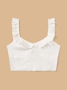 SHEIN EZwear Áo nữ Xù màu trơn trắng Giải trí - trắng - Xem 4