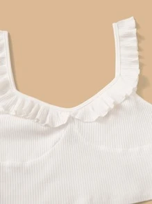 SHEIN EZwear Áo nữ Xù màu trơn trắng Giải trí - trắng - Xem 5