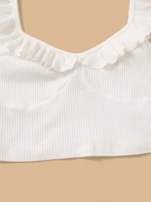 SHEIN EZwear Áo nữ Xù màu trơn trắng Giải trí - trắng - Xem 6