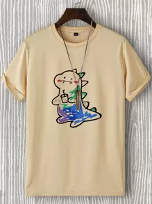 Claim Dot Men Cartoon Graphic Tee - Khaki - View 3