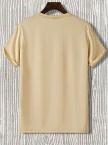 Claim Dot Men Cartoon Graphic Tee - Khaki - View 2