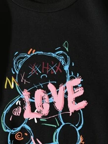 INAWLY 熊和字母圖案保暖衛衣