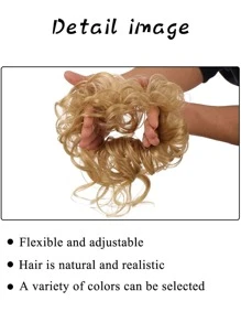 Pedazo de cabello sintético moño chignon rizado desordenado banda elástica de cabello scrunchy peluca piezas para mujer pasadores de pelo marrón oscuro peluca - Marrón - Ver 5
