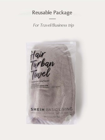 SHEIN Basic living Quick Dry Microfiber Hair Turban Towel Coral Fleece-Cozy Gray Christmas For Holiday Gift Giving Home Bathroom Decor