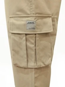 Manfinity Hypemode Men Flap Pocket Side Cargo Trousers - Khaki - View 4