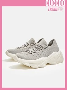CUCCOO BASICS Lace-up Front Chunky Sneakers - Grey - View 1