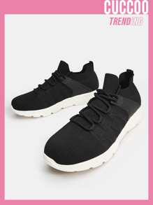 Cuccoo Lace-up Front Breathable Running Shoes - Black - View 1