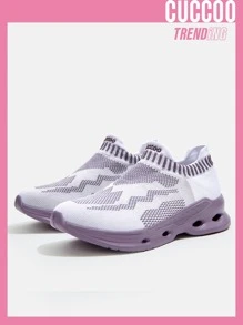 Cuccoo Zapatos de atletismo de dos tonos con diseño de punto transpirable - Morado - Ver 1