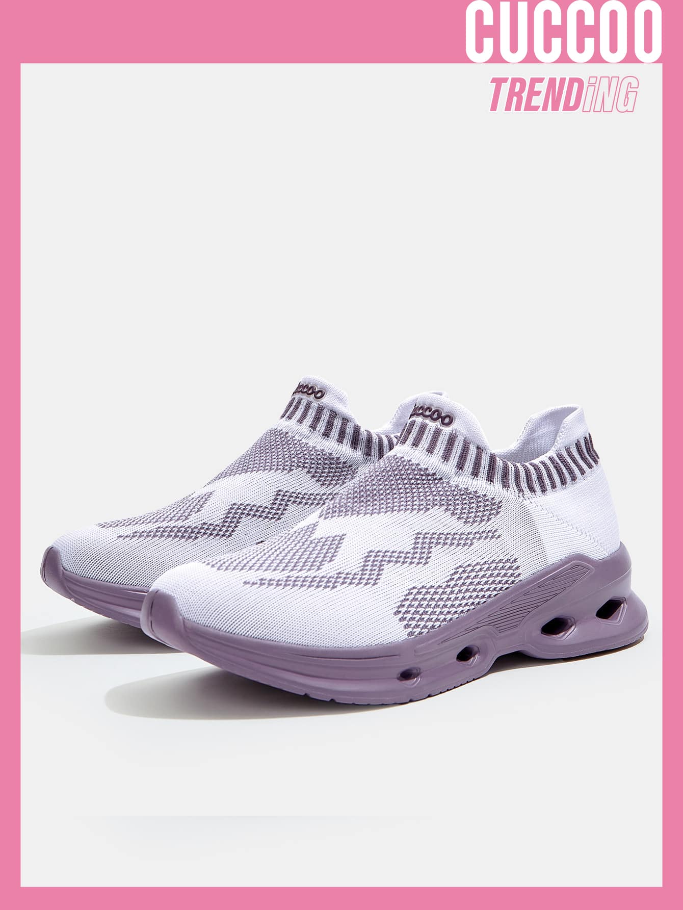 Cuccoo Zapatos de atletismo de dos tonos con diseño de punto transpirable - Morado - Ver 1