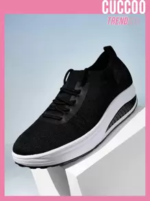 Cuccoo Minimalist Lace-up Front Rocking Shoes - Black - View 1