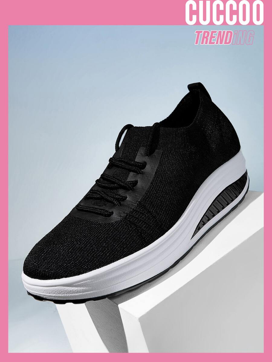 Cuccoo Minimalist Lace-up Front Rocking Shoes - Black - View 1