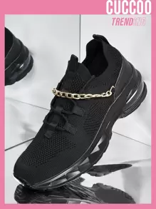 CUCCOO BASICS Chain Decor Knit Running Shoes