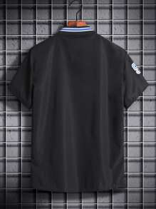 Aesthetic Post Áo sơ mi Nam Nút phía trước Lá thư Sẵn sàng - màu đen - Xem 2