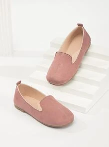 Girls Suedette Slip On Flat Loafers