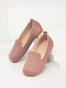 Girls Suedette Slip On Flat Loafers