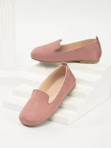 Girls Suedette Slip On Flat Loafers