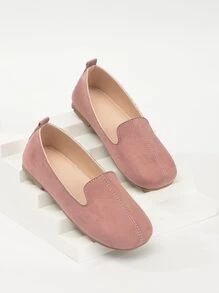 Girls Suedette Slip On Flat Loafers