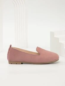 Girls Suedette Slip On Flat Loafers