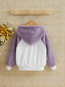SHEIN Áo nỉ hai màu tay raglan in hình kỳ lân dành cho bé gái - Nhiều màu - Xem 2