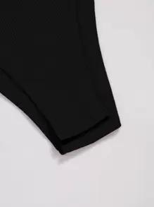 SHEIN LUNE Two Tone Ribbed Knit Bodysuit