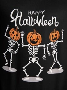 Boys Halloween Print PJ Set - Black - View 3