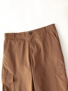 Manfinity Homme 男士側翻蓋口袋長褲 - 棕色 - 查看 7