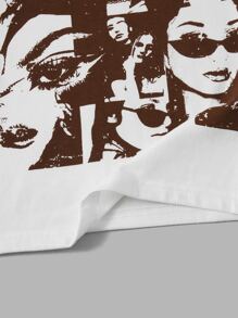 SHEIN ICON 90s Figure Graphic Crop Tee - Coffee Brown - View 4