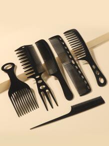 6pcs Plain Hair Comb Set, Wide Tooth Comb Styling Comb Set/Kit For All Hair Types For Hair Styling Hair Brush, Comb, Hair Tools, Hair Products And Accessories For Barber Salon Beauty Back To School, Travel Holiday Essentials, Brushes, Edge Brush Hair Comb Hair, Detangling Brush, Comb, Slick Back Brush, Hairbrush, Edge Brush Hair Brush, Detangling Brushes, Hair Brush, Barber, Hairdressing Equipment, Hairdressing, Hair Brush, Brush Hair Brush Set, Comb Hair, Comb For Curls, Detangling Brush, Hair Brush For Women, Barbershop, Hairdressing Equipment - Black - View 1