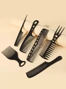 6pcs Plain Hair Comb Set, Wide Tooth Comb Styling Comb Set/Kit For All Hair Types For Hair Styling Hair Brush, Comb, Hair Tools, Hair Products And Accessories For Barber Salon Beauty Back To School, Travel Holiday Essentials, Brushes, Edge Brush Hair Comb Hair, Detangling Brush, Comb, Slick Back Brush, Hairbrush, Edge Brush Hair Brush, Detangling Brushes, Hair Brush, Barber, Hairdressing Equipment, Hairdressing, Hair Brush, Brush Hair Brush Set, Comb Hair, Comb For Curls, Detangling Brush, Hair Brush For Women, Barbershop, Hairdressing Equipment - Black - View 2