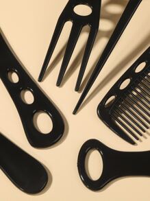 6pcs Plain Hair Comb Set, Wide Tooth Comb Styling Comb Set/Kit For All Hair Types For Hair Styling Hair Brush, Comb, Hair Tools, Hair Products And Accessories For Barber Salon Beauty Back To School, Travel Holiday Essentials, Brushes, Edge Brush Hair Comb Hair, Detangling Brush, Comb, Slick Back Brush, Hairbrush, Edge Brush Hair Brush, Detangling Brushes, Hair Brush, Barber, Hairdressing Equipment, Hairdressing, Hair Brush, Brush Hair Brush Set, Comb Hair, Comb For Curls, Detangling Brush, Hair Brush For Women, Barbershop, Hairdressing Equipment - Black - View 3