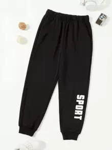 Boys Letter Graphic Joggers - Black - View 1