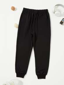 Boys Letter Graphic Joggers - Black - View 2