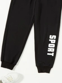 Boys Letter Graphic Joggers - Black - View 4