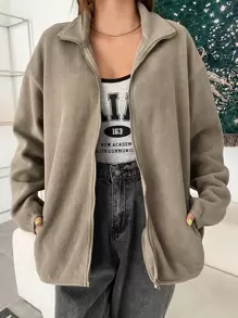 DAZY 落肩拉链抓绒外套，秋季女装，冬季