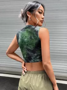 SHEIN ICON Tie Dye Crop Tank Top - Multicolor - View 4