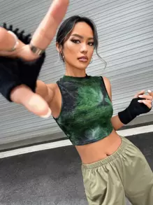 SHEIN ICON Tie Dye Crop Tank Top - Multicolor - View 3