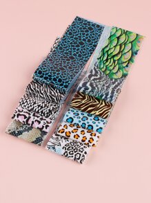 FULL BEAUTY 10pcs Leopard & Snake Skin Pattern Nail Art Transfer Sticker - Multicolor - View 2