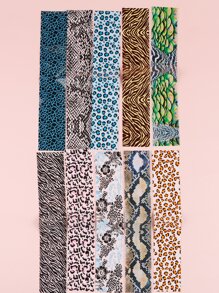 FULL BEAUTY 10pcs Leopard & Snake Skin Pattern Nail Art Transfer Sticker - Multicolor - View 4