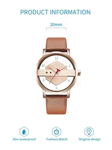 TOMI Men Geometric Pattern Dial Round Pointer Quartz Watch As A Gift For Students Returning To School